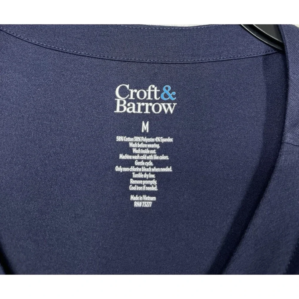 Croft & Barrow Dress Medium Navy Blue Short Sleeve Midi Stretch Casual Travel - Picture 6 of 9